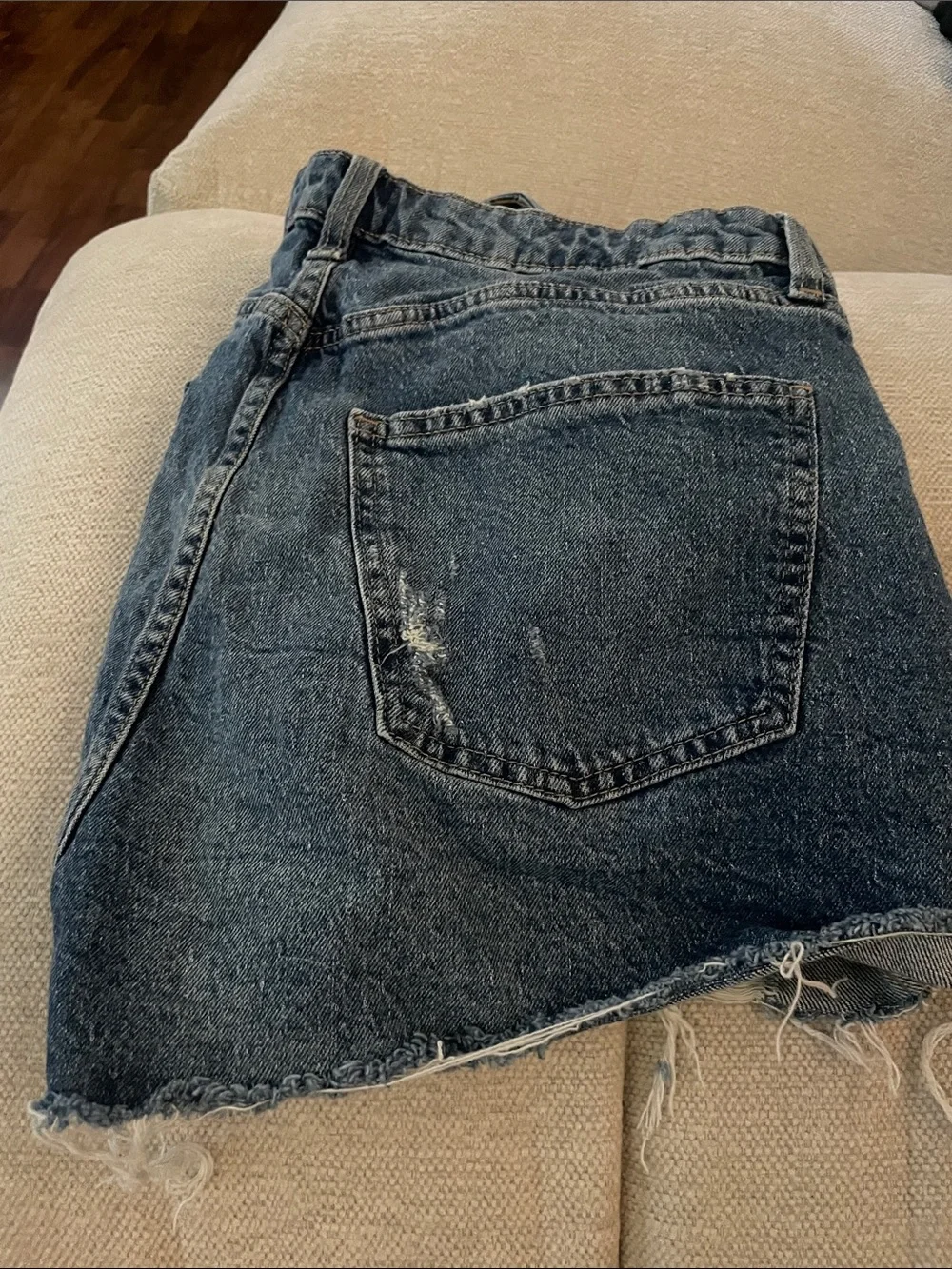 Women’s Dark Blue Distressed Denim Shorts